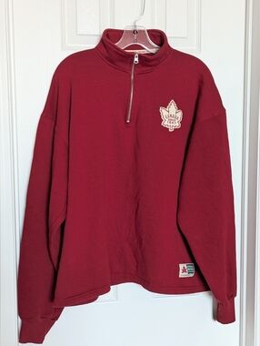 Unisex Adult (Medium) Oversized Quarter-Zip Heavy Sweatshirt w/Maple Leaf Patch
